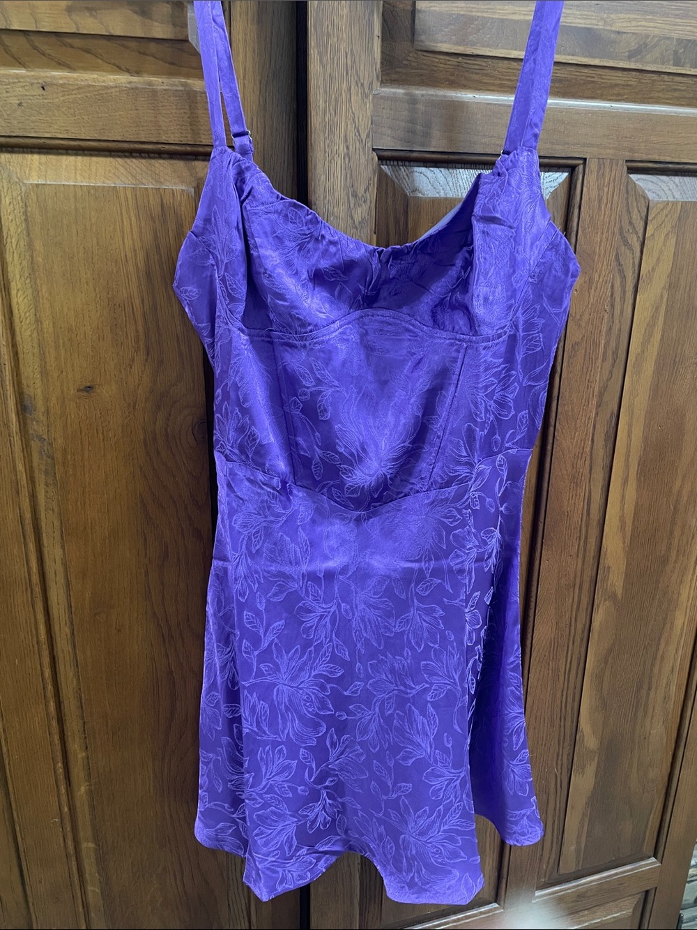 Sky to Moon Purple 💜 Floral Satin Slip Dress Sz.L ( runs small ) NWOT